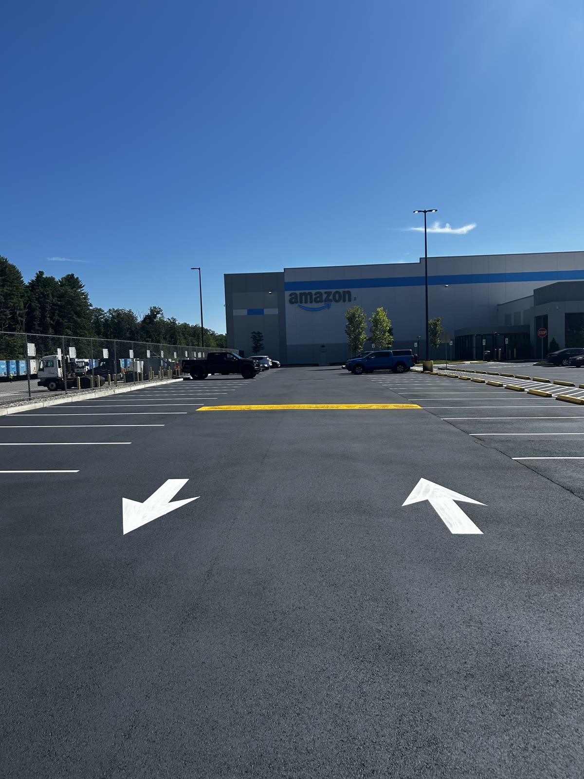 Commercial lot with fresh striping